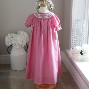 Strasburg Dress Smocked Pink Bishop Girls Size 4 Special Occasion NWT